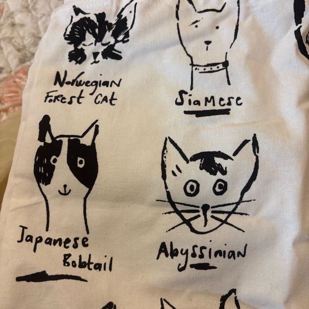 World Market “Illustrated Cats” Canvas Tote Bag - 2 inside pockets - NWT - Picture 2 of 8